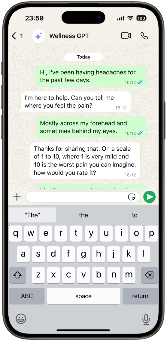 Wellness GPT WhatsApp Conversation