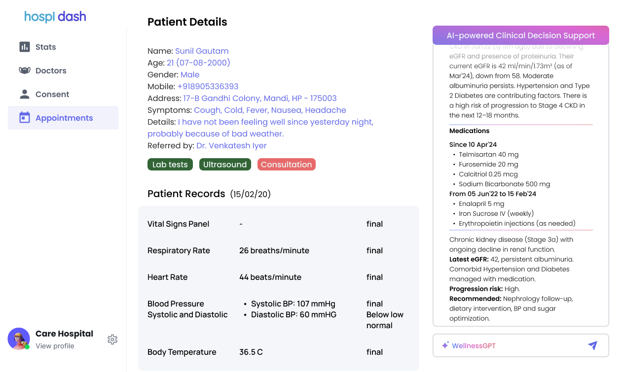 WellnessGPT AI powered Clinical decision support